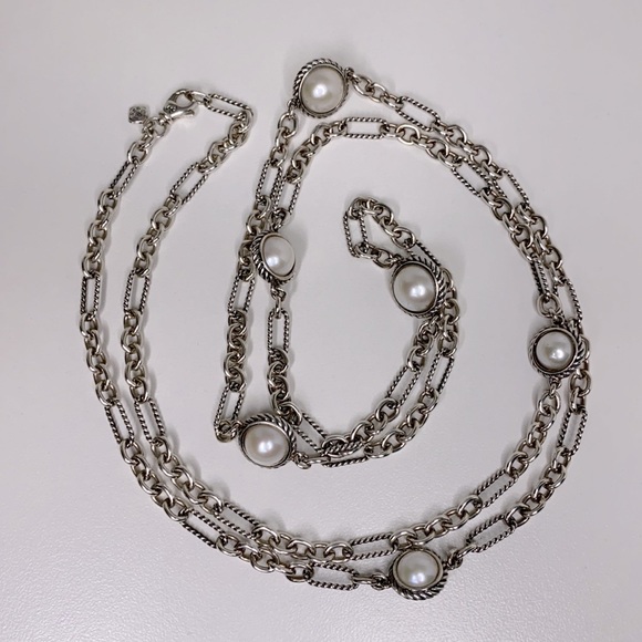 David Yurman Pearl Sterling Necklace Chain - Picture 13 of 16